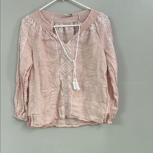 Pink Embroidered Women's Top